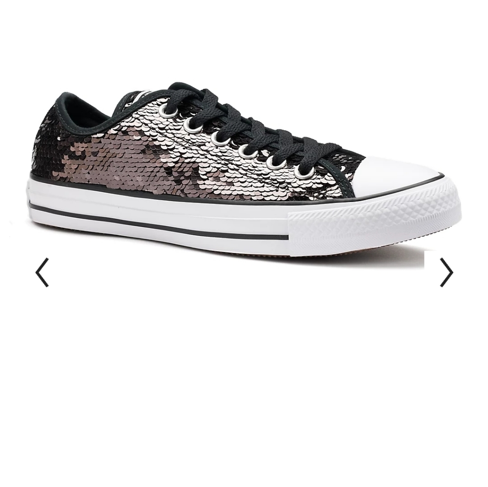 Converse Ox gunmetal sequin sneakers